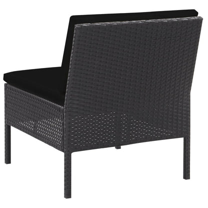 Vidaxl Set De Sofás De Jardín 5 Piezas Y Cojines Ratán Sintético Negro_5