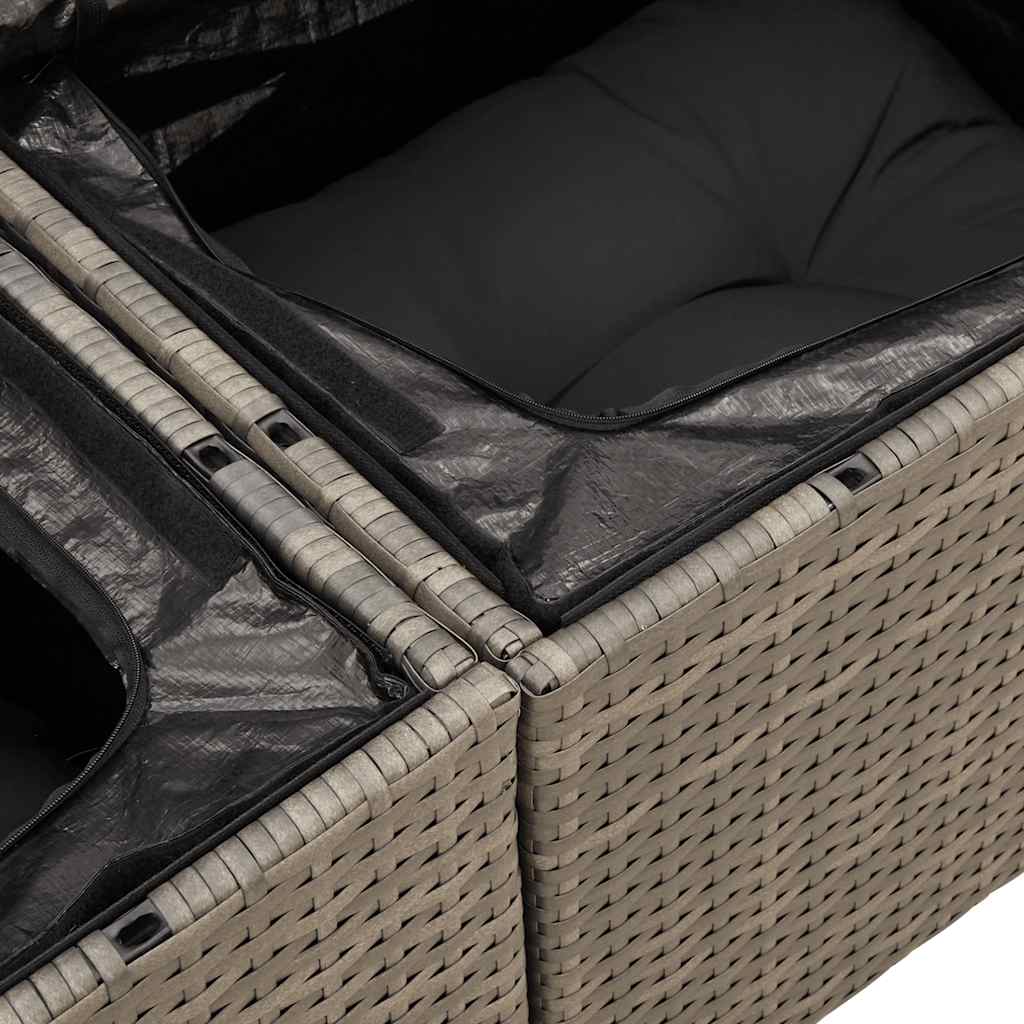 Set De Sofás De Jardín 7 Pzas Con Cojines Ratán Sintético Gris / Vetonek_4