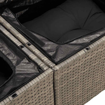 Set De Sofás De Jardín 7 Pzas Con Cojines Ratán Sintético Gris / Vetonek_4