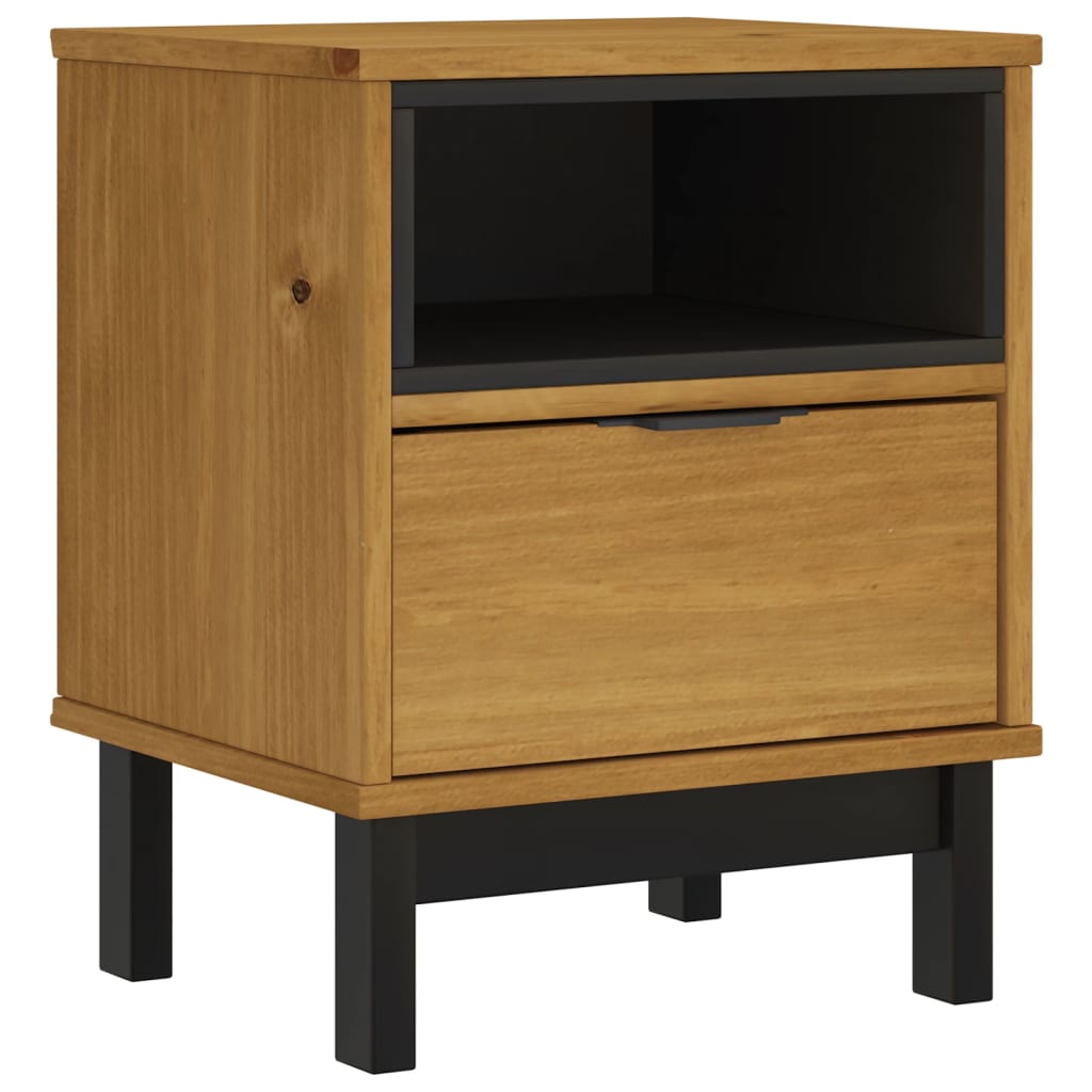 Mesita De Noche Flam Madera Maciza De Pino 40x35x50 Cm_0