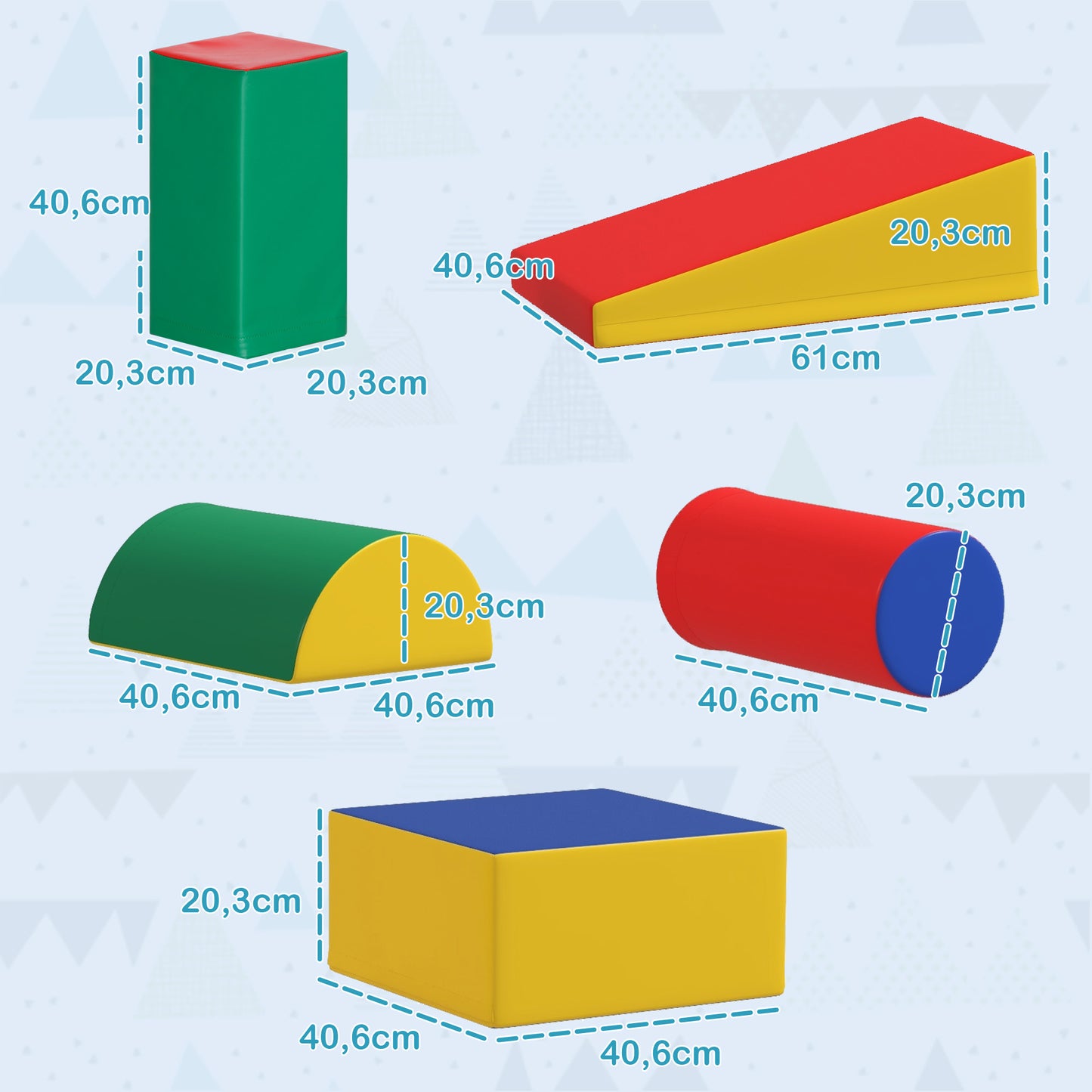 Homcom Juego De 5 Bloques De Espuma Para Niños Para Escalar Y Gatear Multicolor_2
