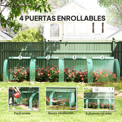 Outsunny Invernadero Con 4 Ventanas Estructura De Acero Y Pe 395x100x80 Cm Verde_5