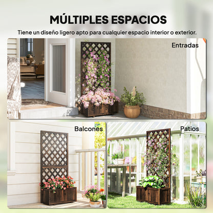 Outsunny Jardinera Con Enrejado De Madera Para Plantas Flores 72,5x31,5x149,5 Cm_5
