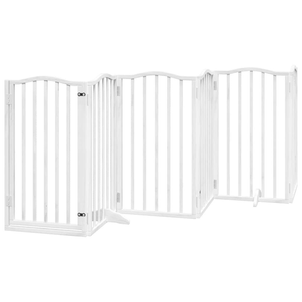 Vidaxl Puerta Para Perros Plegable 3 Paneles Madera Álamo Blanca 300cm_0