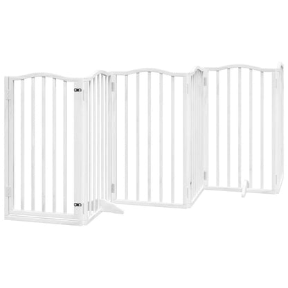 Vidaxl Puerta Para Perros Plegable 3 Paneles Madera Álamo Blanca 300cm_0