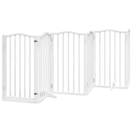 Vidaxl Puerta Para Perros Plegable 3 Paneles Madera Álamo Blanca 300cm_0