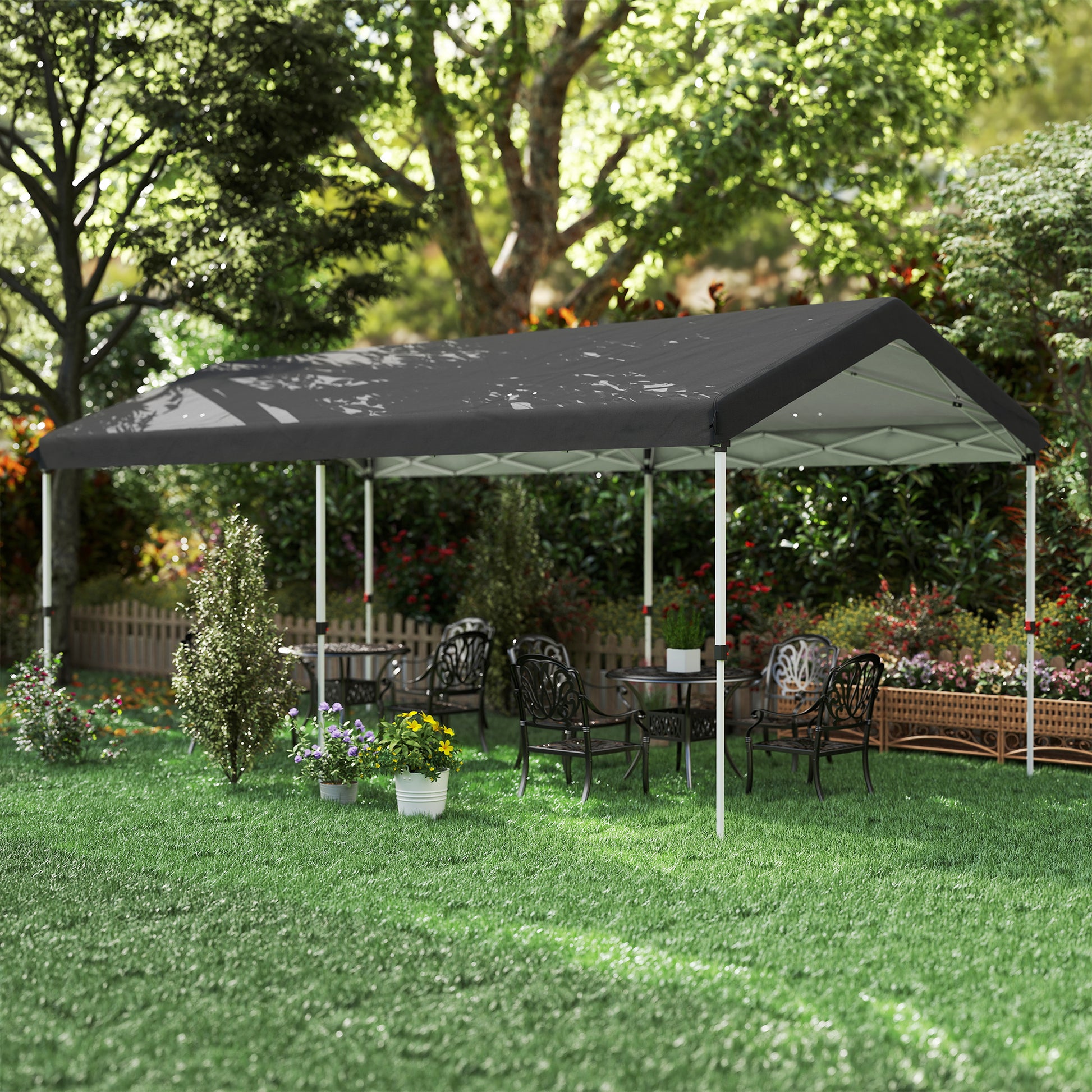 Outsunny Carpa Plegable 6x3 M Con Altura Ajustable Protección Uv50+ Gris Oscuro_4