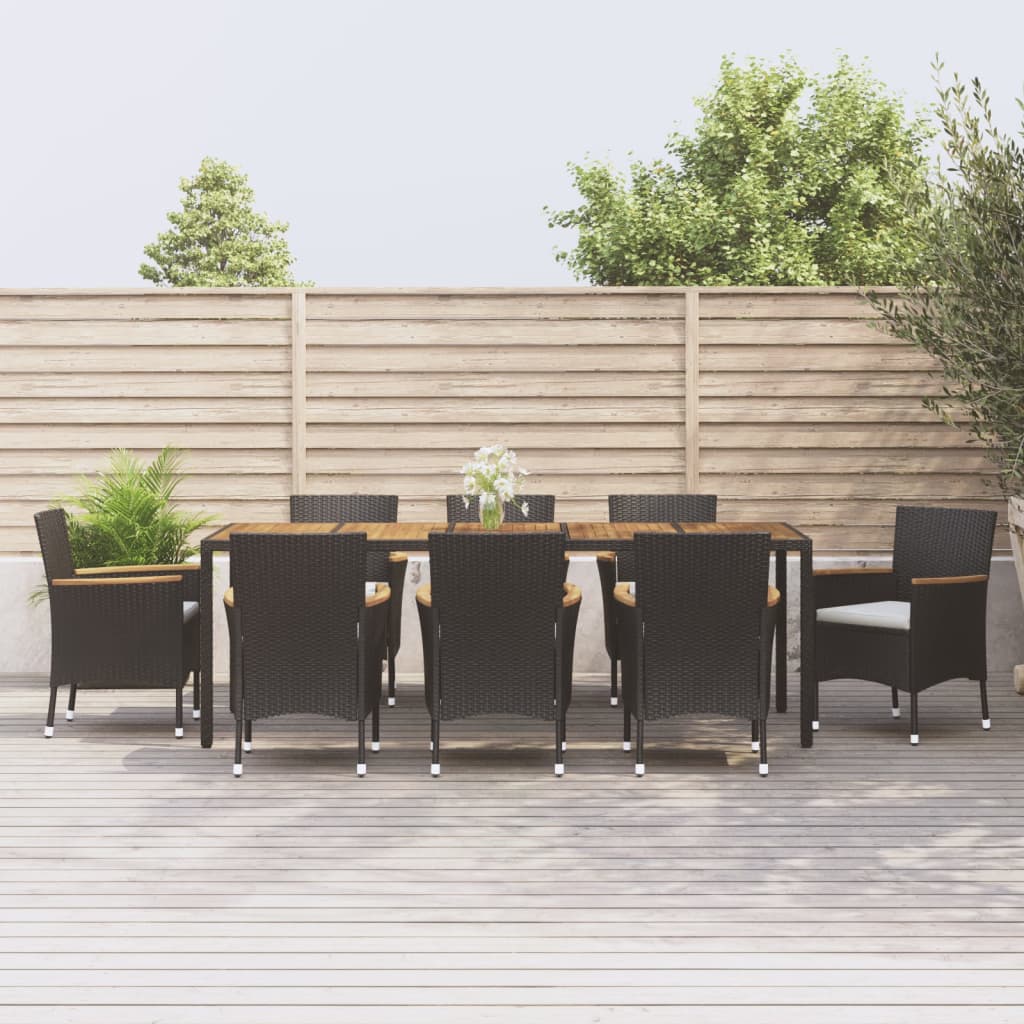 Vidaxl Set De Comedor De Jardín 9 Pzas Y Cojines Ratán Sintético Negro_1