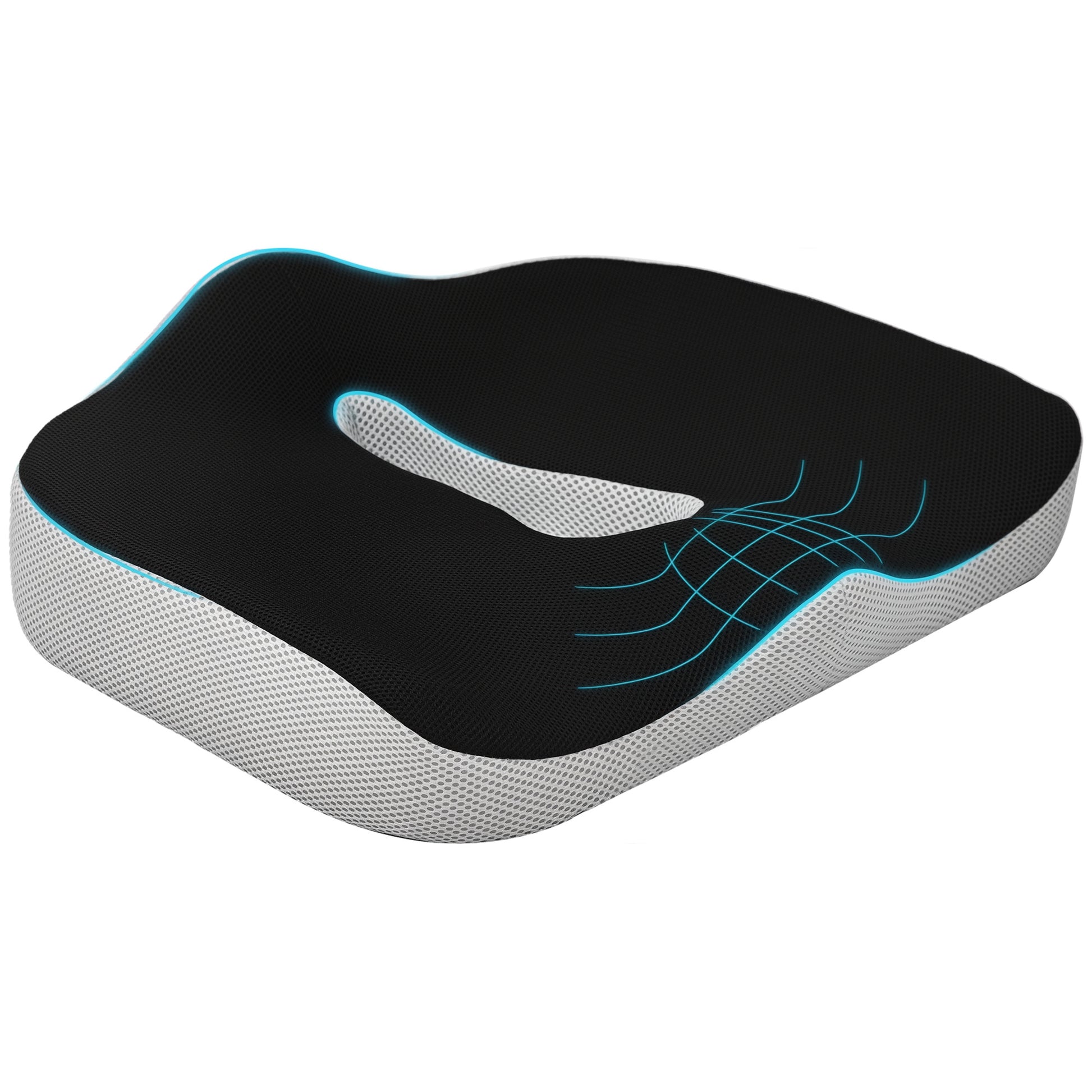 Homcom Cojín De Asiento De Espuma Viscoelástica Con Base Antideslizante Negro_0