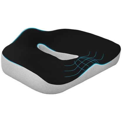 Homcom Cojín De Asiento De Espuma Viscoelástica Con Base Antideslizante Negro_0