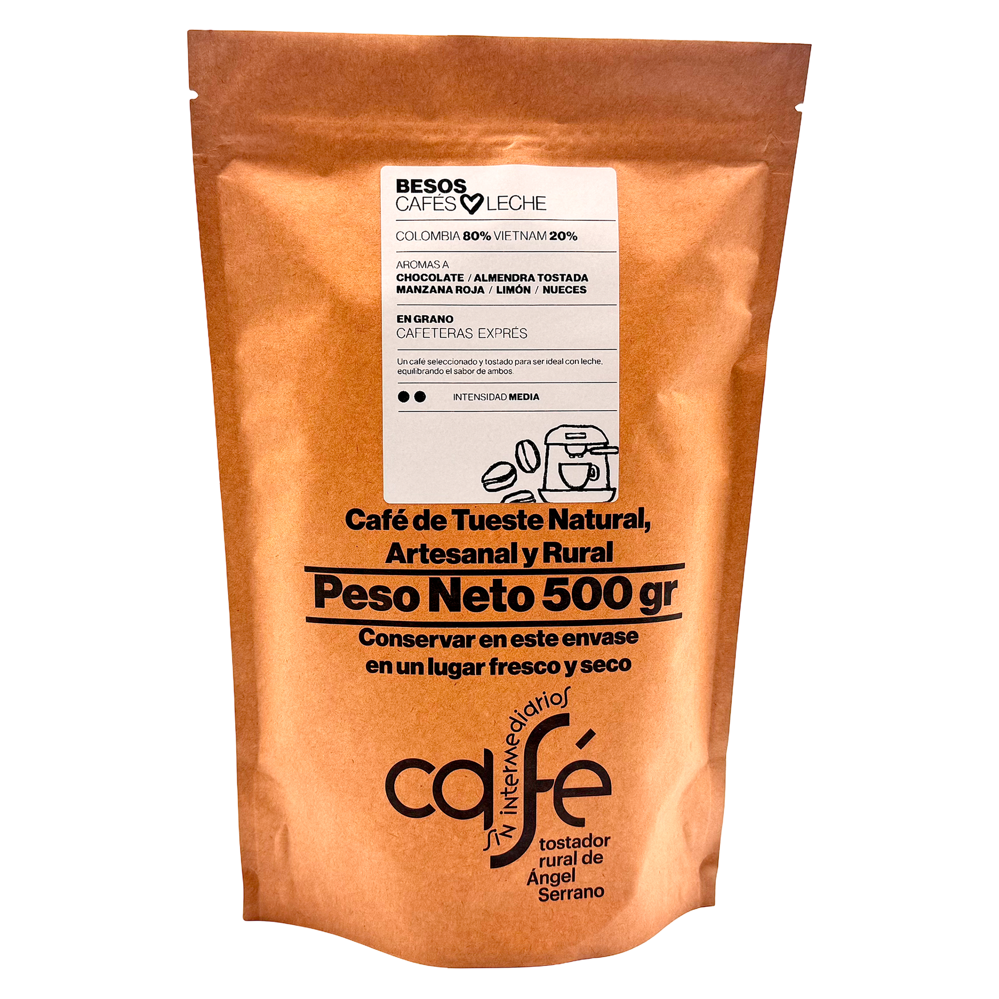 Cafe Sin Intermediarios Café Colombia Besos En Grano Para Espresso 500 G_0