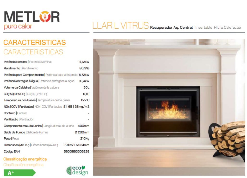 Insertables Hidro Calefactores A Leña Metlor Modelo Llar L Vitrus_2