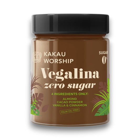Crema de Cacao Vegalina Zero Sugar Almendra 95% Kakau Worship 200 g