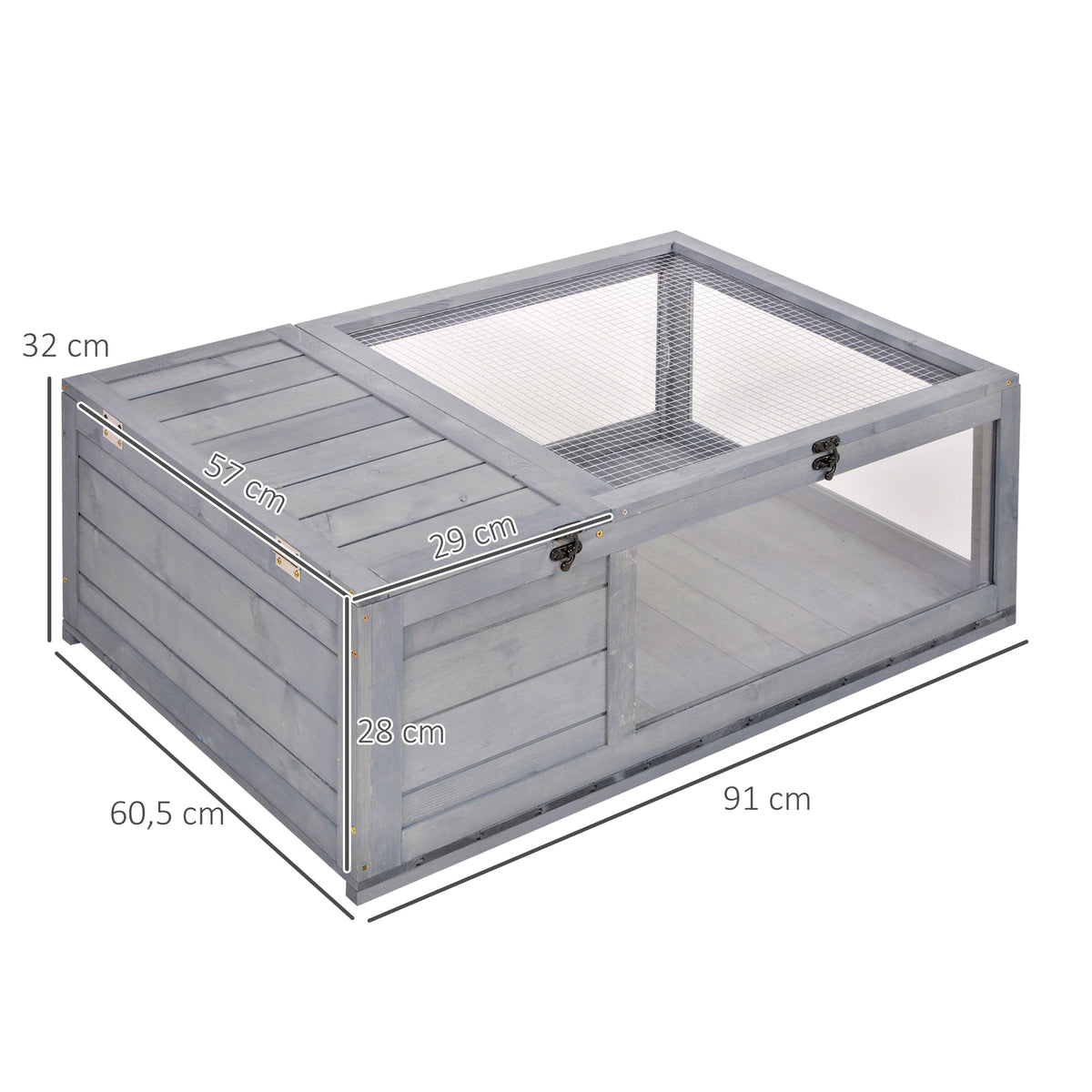 Pawhut Casa Para Tortugas Con Techo De Malla Y Pestillo De Seguridad Gris_2