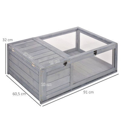 Pawhut Casa Para Tortugas Con Techo De Malla Y Pestillo De Seguridad Gris_2