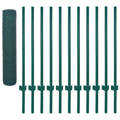 Valla De Malla De Alambre Con Postes De Acero 25x0,75 M Verde / Vetonek_1