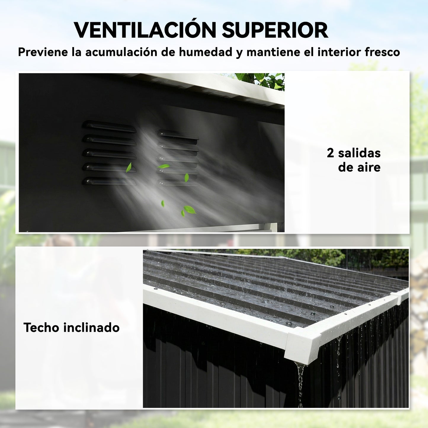 Outsunny Caseta De Jardín Exterior 1,37 M² Con Puerta Con Pestillo Y Ventilación_5