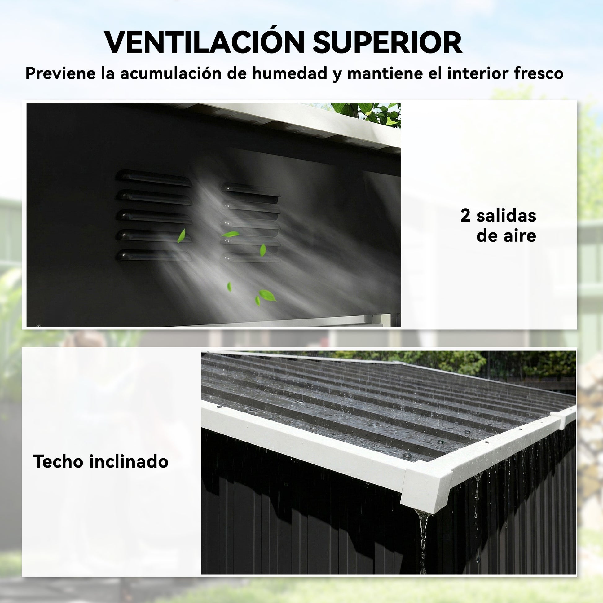 Outsunny Caseta De Jardín Exterior 1,37 M² Con Puerta Con Pestillo Y Ventilación_5