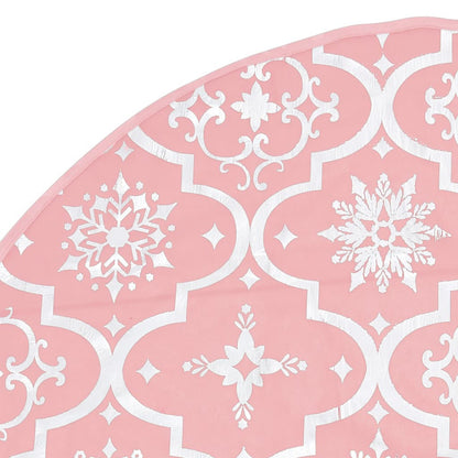 Vidaxl Falda Del Árbol De Navidad De Lujo Con Calcetín Tela Rosa 122cm_5