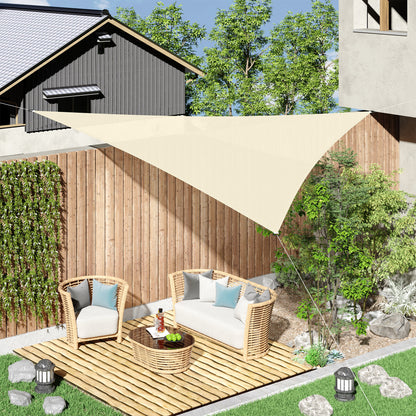 Outsunny Toldo Vela Triańgulo 5x5m Vela De Sombra De Hdpe Para Terraza Jardín Camping Protección Uv Color Crema_1