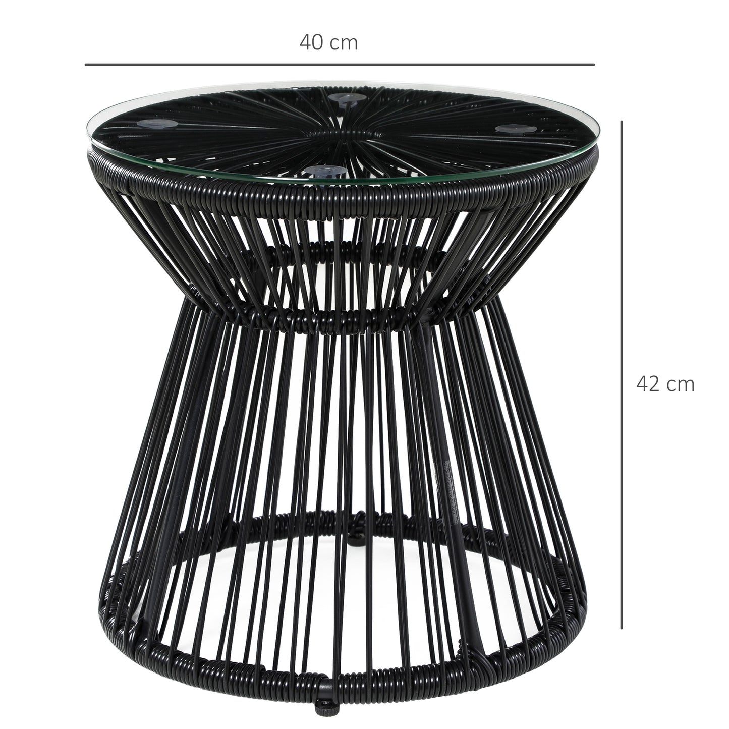 Outsunny Mesa De Jardín De Ratán Sintético Con Marco De Metal Ø40x42 Cm Negro_2
