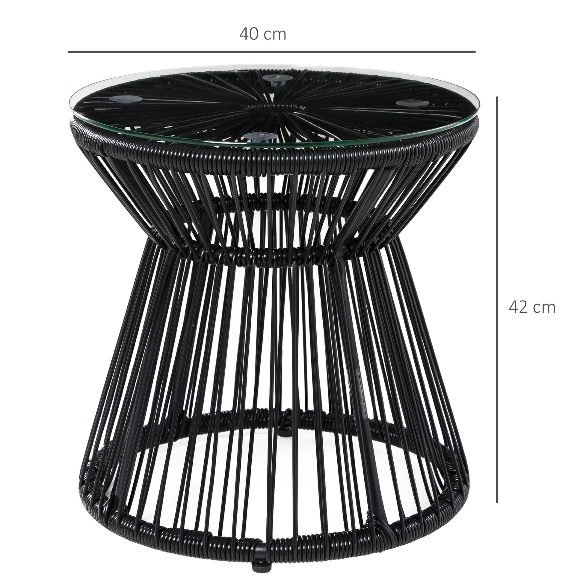Outsunny Mesa De Jardín De Ratán Sintético Con Marco De Metal Ø40x42 Cm Negro_2