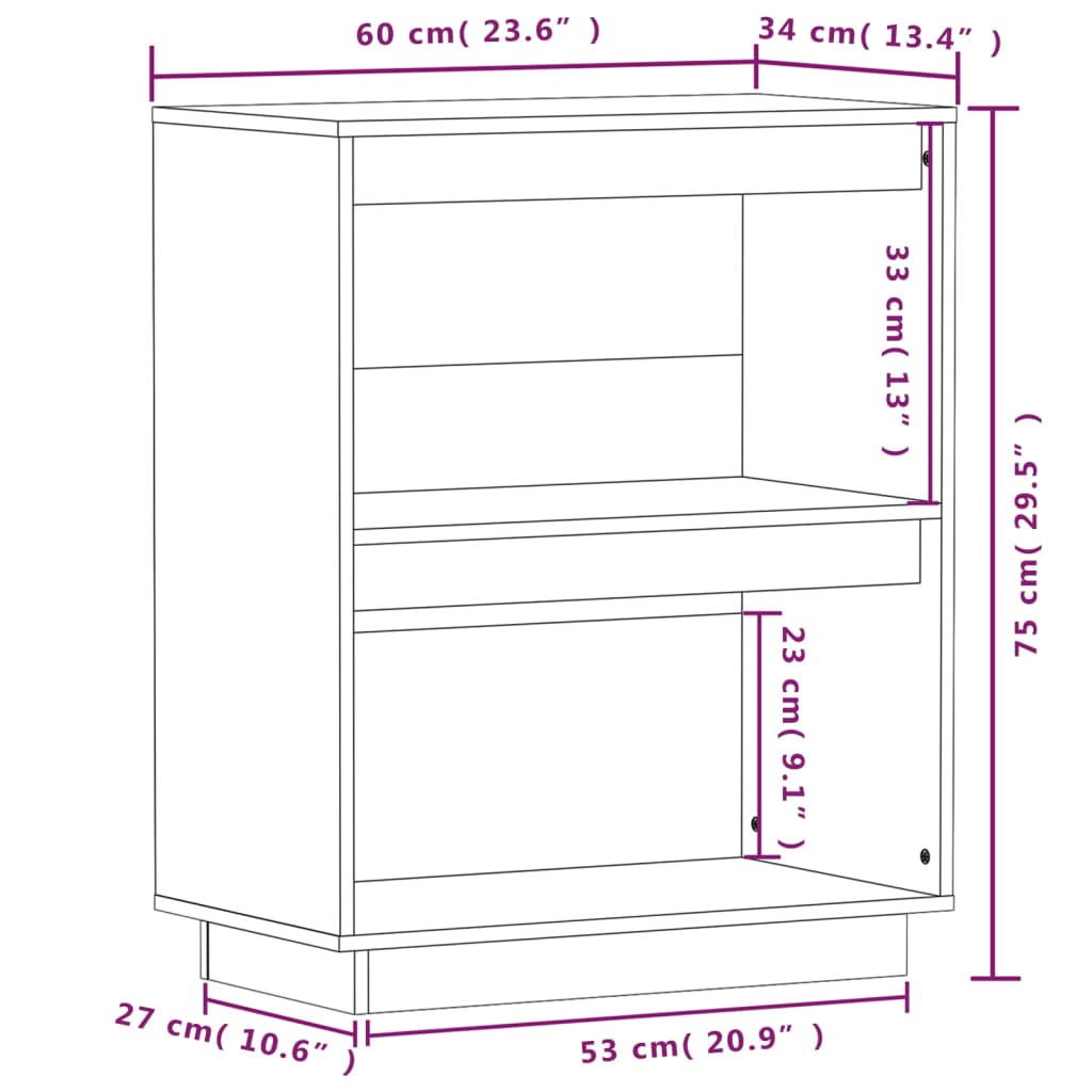 Mesa Consola De Madera Maciza De Pino Gris 60x34x75 Cm / Vetonek_4