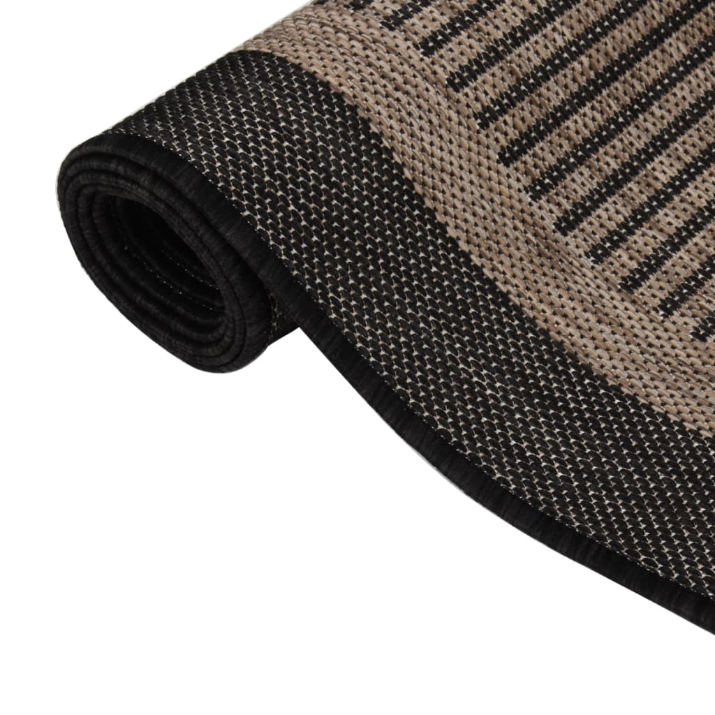 Alfombra De Exterior De Tejido Plano Marrón Oscuro 100x200 Cm_2
