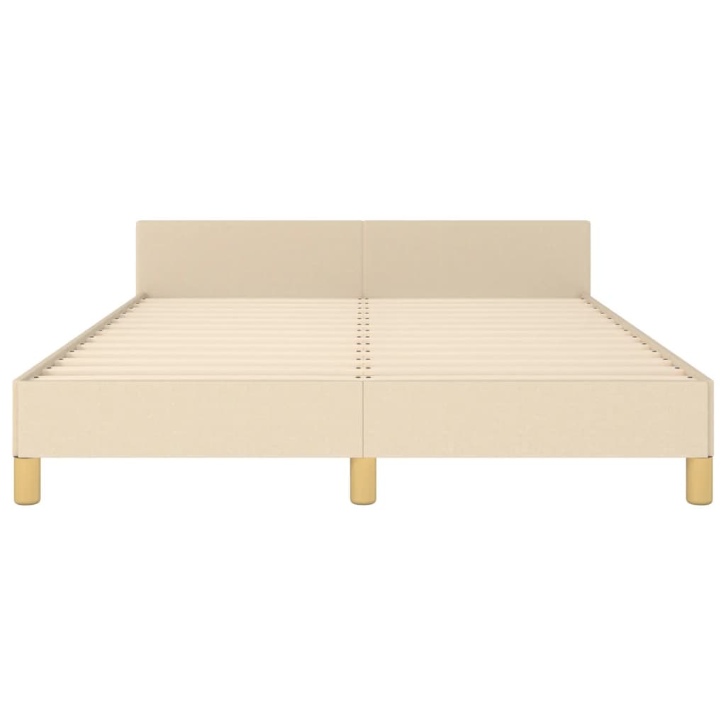 Estructura De Cama Con Cabecero De Tela Color Crema 140x190 Cm / Vetonek_0