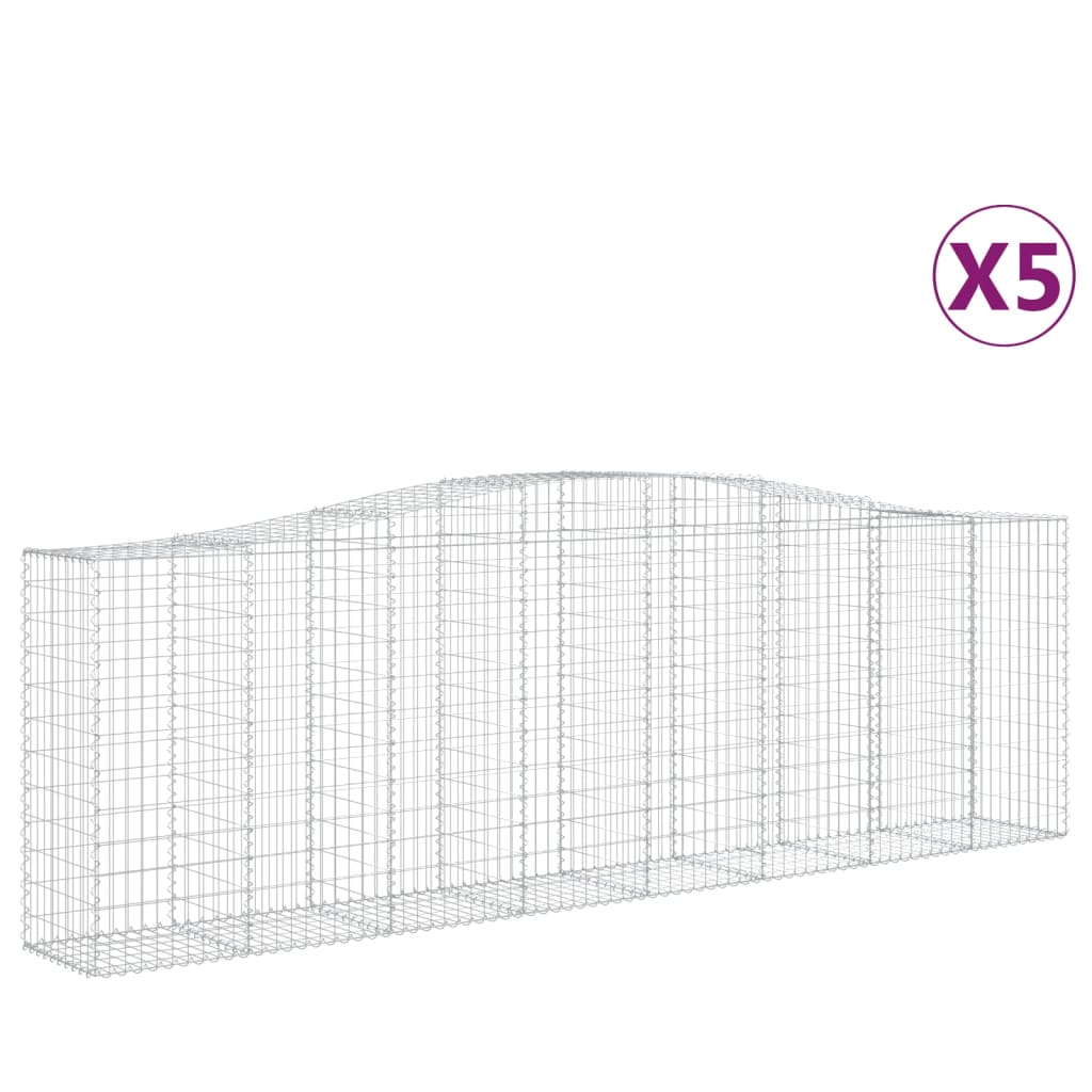 Cestas De Gaviones 5 Uds Forma De Arco Hierro 400x50x120/140 Cm_0