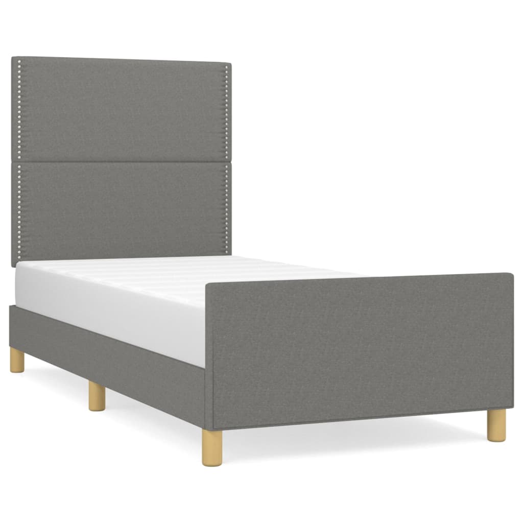 Estructura De Cama Con Cabecero De Tela Gris Oscuro 80x200 Cm / Vetonek_1