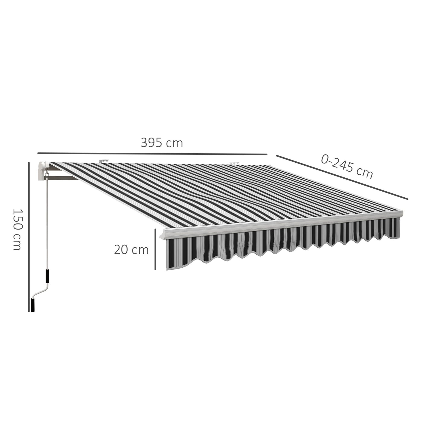Outsunny Toldo Manual Retráctil 395x245 Cm Ángulo Ajustable Azul Y Blanco_2