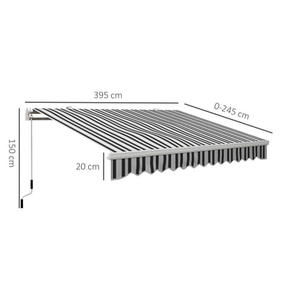 Outsunny Toldo Manual Retráctil 395x245 Cm Ángulo Ajustable Azul Y Blanco_2