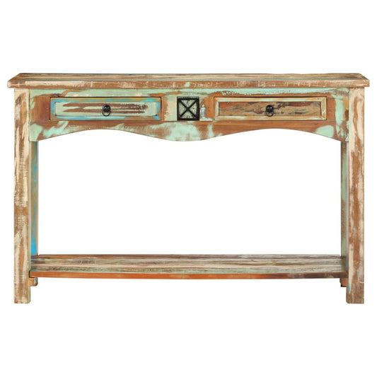 Mesa Consola Madera Maciza Reciclada 120x40x75 Cm_0