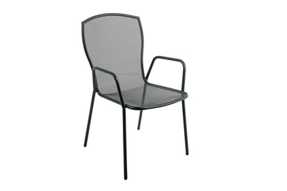 Juego De 4 Sillas De Jardín Apilables De Acero Negro Con Reposabrazos Industriales - Muebles De Jardín -55x59xh89cm_0