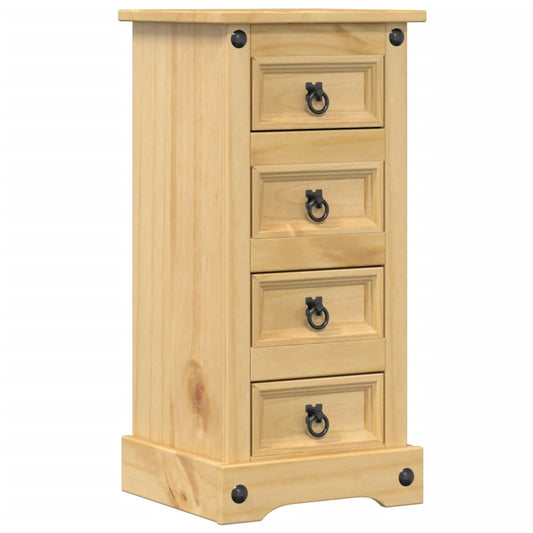 Mesita De Noche Corona Madera Maciza De Pino 35x32,5x74 Cm_0
