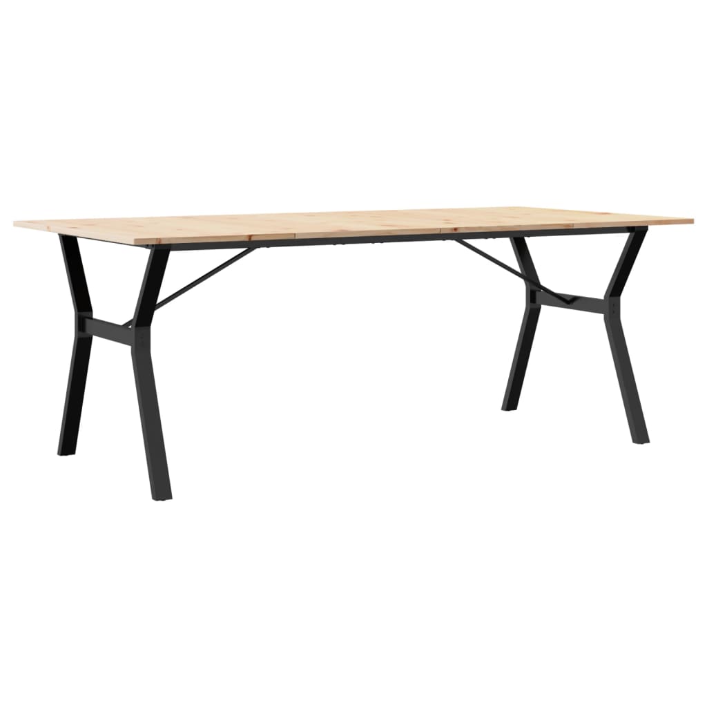 Mesa De Comedor Marco Y Madera Maciza Pino Y Acero 200x100x75cm_0