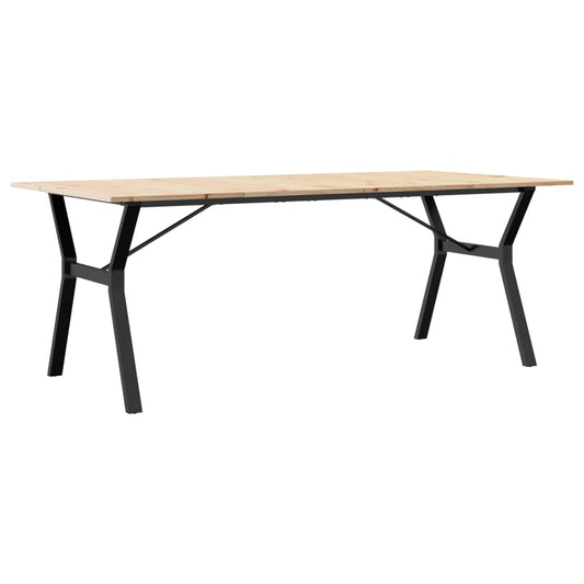 Mesa De Comedor Marco Y Madera Maciza Pino Y Acero 200x100x75cm_0
