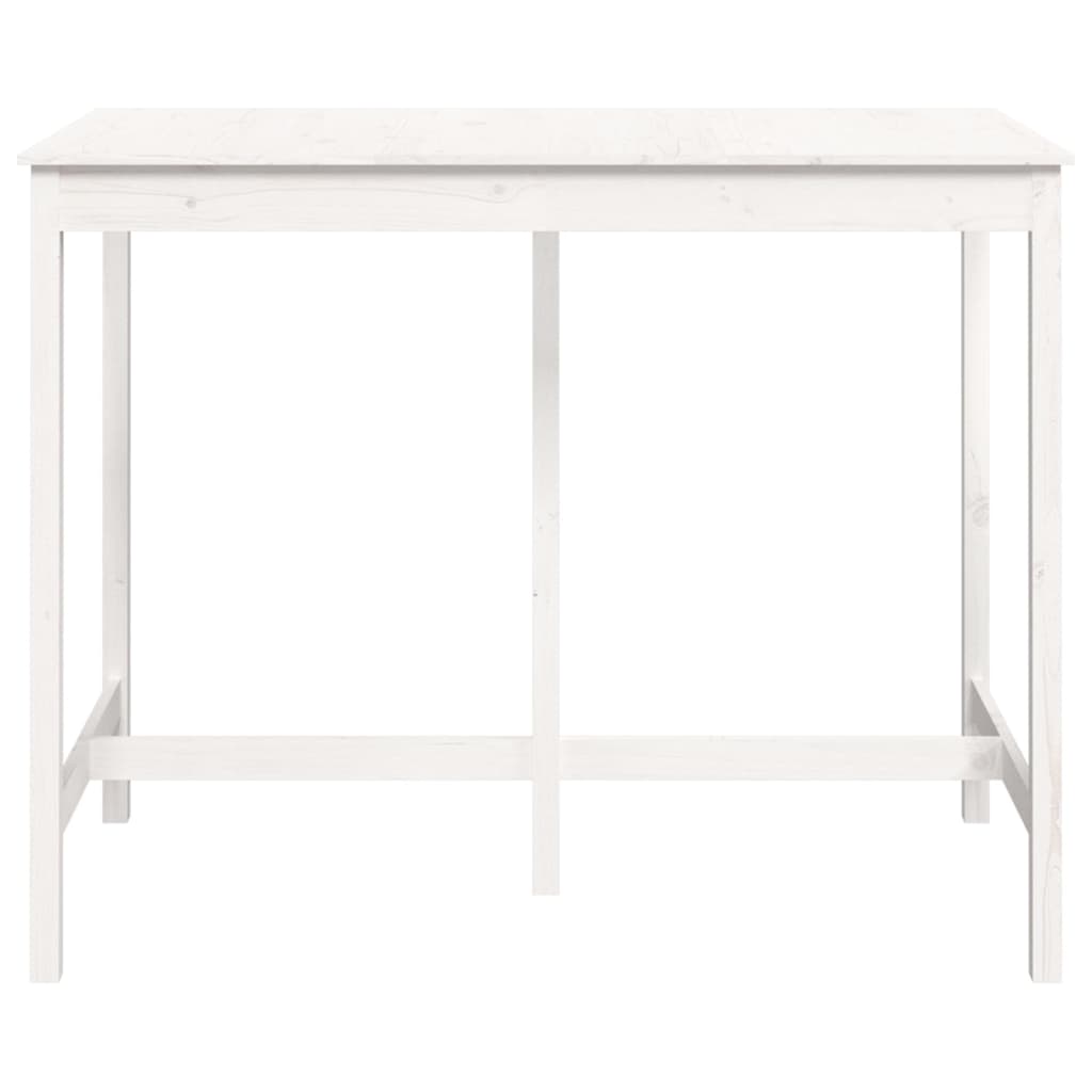 Mesa Alta De Bar Madera Maciza De Pino Blanco 140x80x110 Cm_1