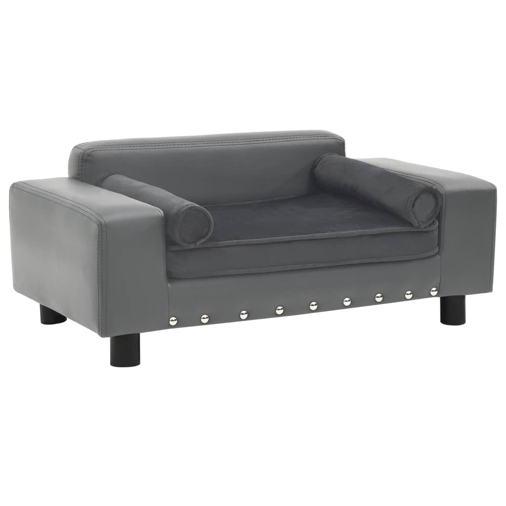 Vidaxl Sofá Para Perros Felpa Y Cuero Sintético Gris 81x43x31 Cm_0