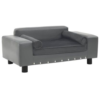 Vidaxl Sofá Para Perros Felpa Y Cuero Sintético Gris 81x43x31 Cm_0