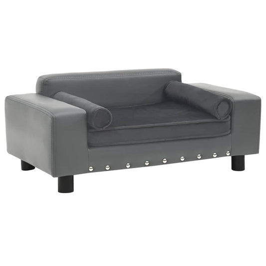 Vidaxl Sofá Para Perros Felpa Y Cuero Sintético Gris 81x43x31 Cm_0