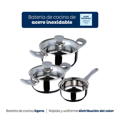 Juego De Bateria De Cocina 5pc alexia + Set 3 Sartenes (16/20/24cm) En Aluminio Prensado_3