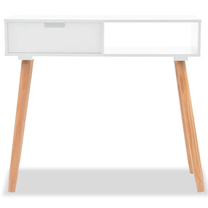 Mesa Consola De Madera Maciza De Pino Blanca 80x30x72 Cm_1