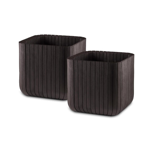 Keter Set 2x Macetero Polyal Wood Planter - 40x40x40 Cm Y 50l - Marrón_0
