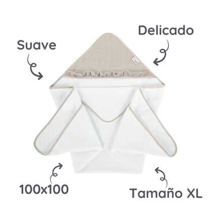 Maxicapa De Baño Para Bebés Cotton Color Beige_3