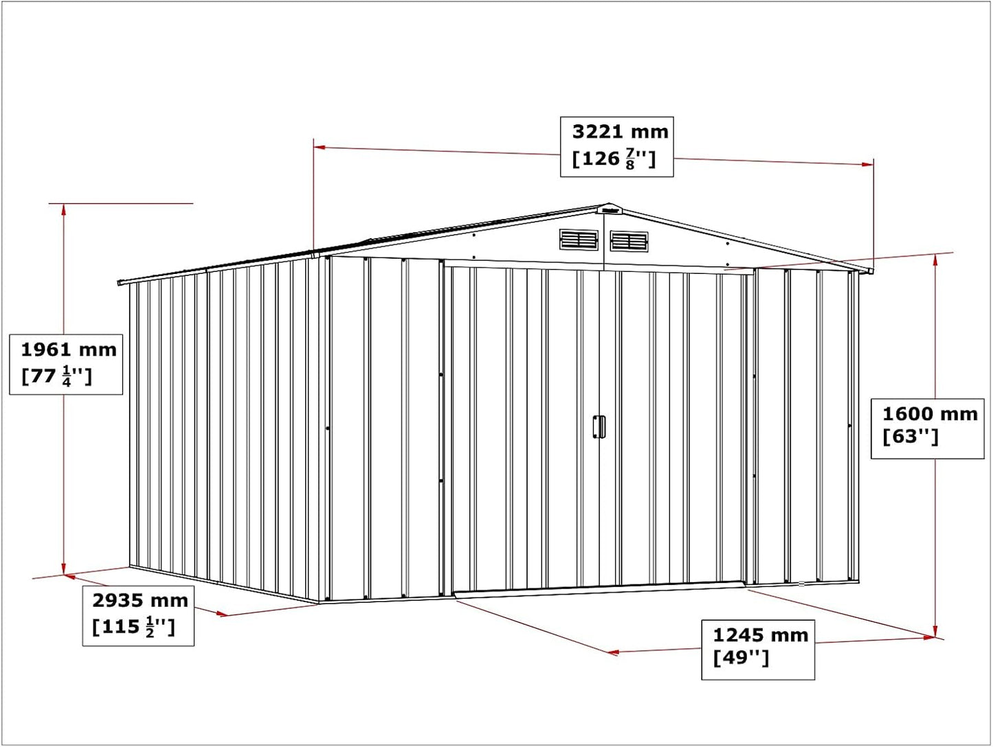 Duramax - Caseta Jardín - Eco Javea 10x10 - Metal - Color Gris Antracita_4