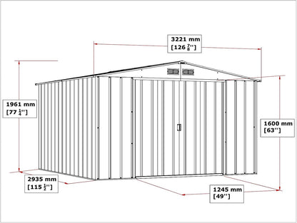 Duramax - Caseta Jardín - Eco Javea 10x10 - Metal - Color Gris Antracita_4