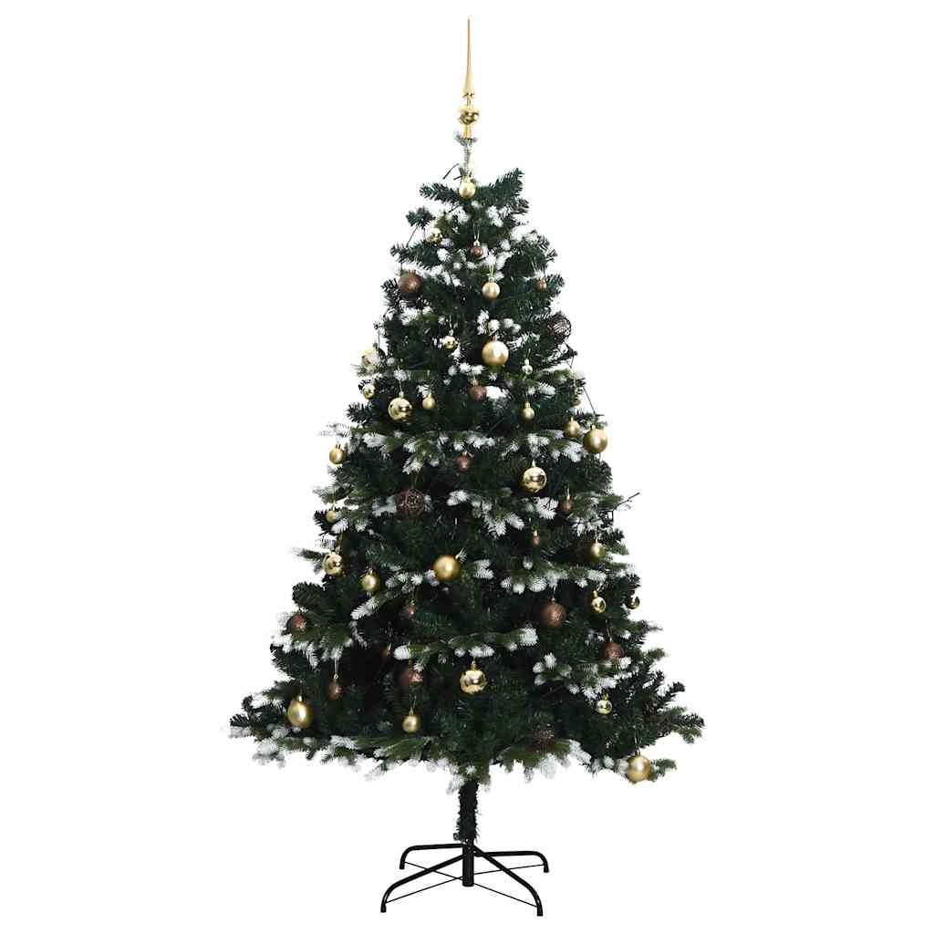 Vidaxl Árbol Navidad Artificial Con Bisagras 150 Led Y Bolas 120 Cm_3
