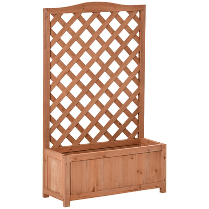 Jardinera Con Enrejado Outsunny Madera De Abeto Marrón 70x28x117 Cm_0